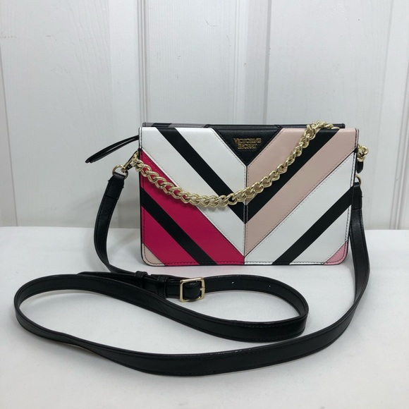Victoria’s Secret Faux Leather Multicolor Chevron Removable Strap Crossbody Bag - Picture 2 of 15